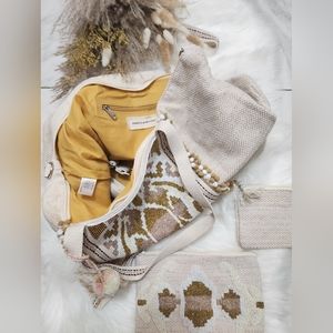 America & Beyond beaded tote bag with Wristlet and coin purse